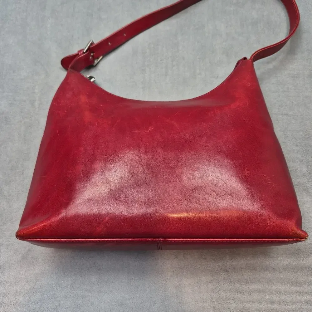Hobo International Old Money Vintage Minimalist Red Leather Medium Shoulder Bag